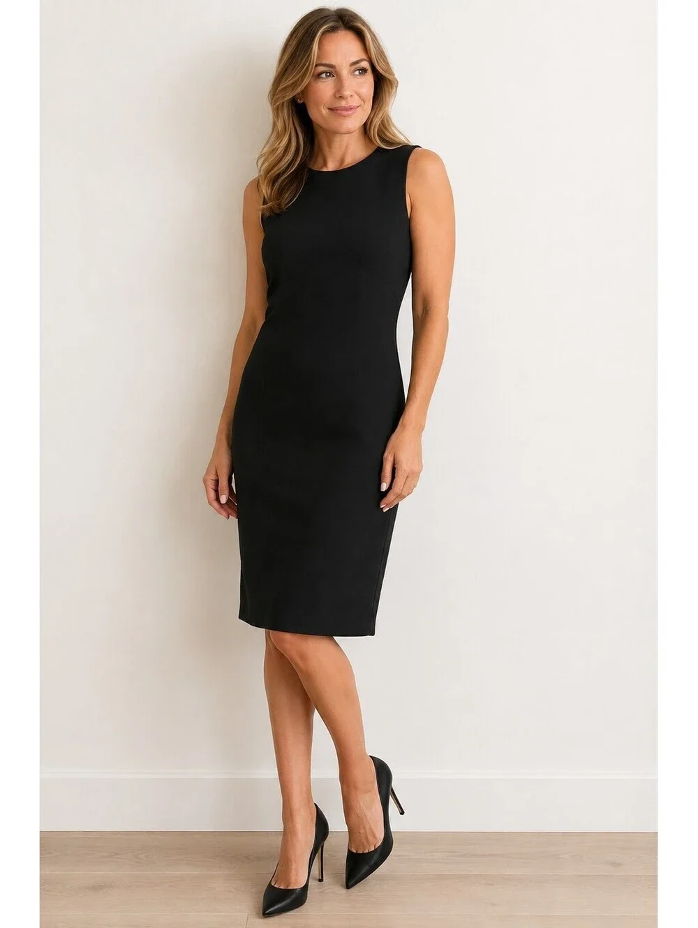 Spanx The Perfect Sheath in Classic Black Ponte Sleeveless Dress Med Bodycon